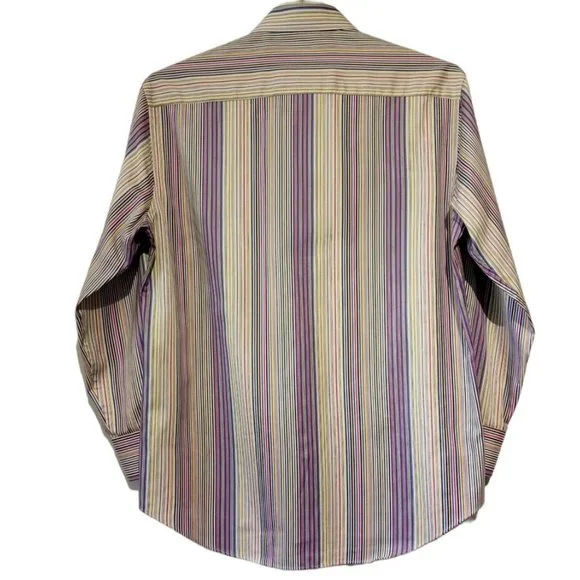 BUGATCHI Collared ShirtMen's sz LargeCottonPurple stripeShaped FitEXC